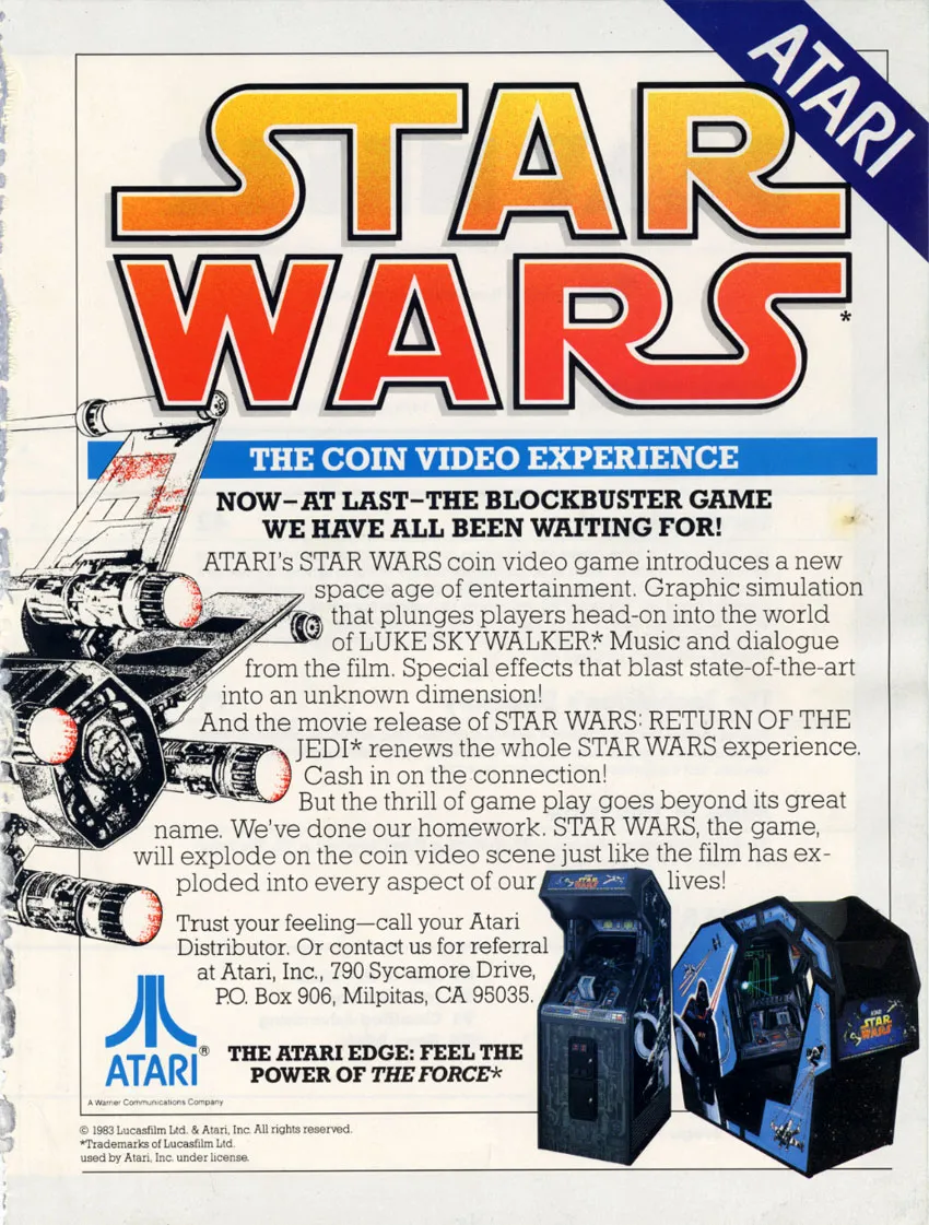 Original Atari Star Wars arcade flyer, back