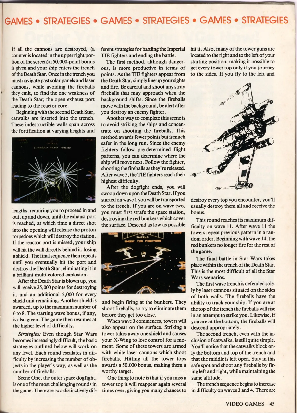 Video Games magazine, April 1984, Star Wars arcade article page one